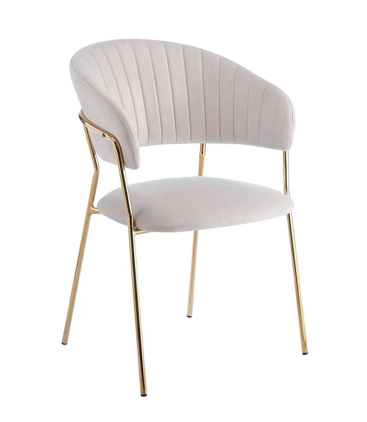 Krzesło tapicerowane GLAM K4-FX velvet beżowe (Riviera 06) / złote nogi