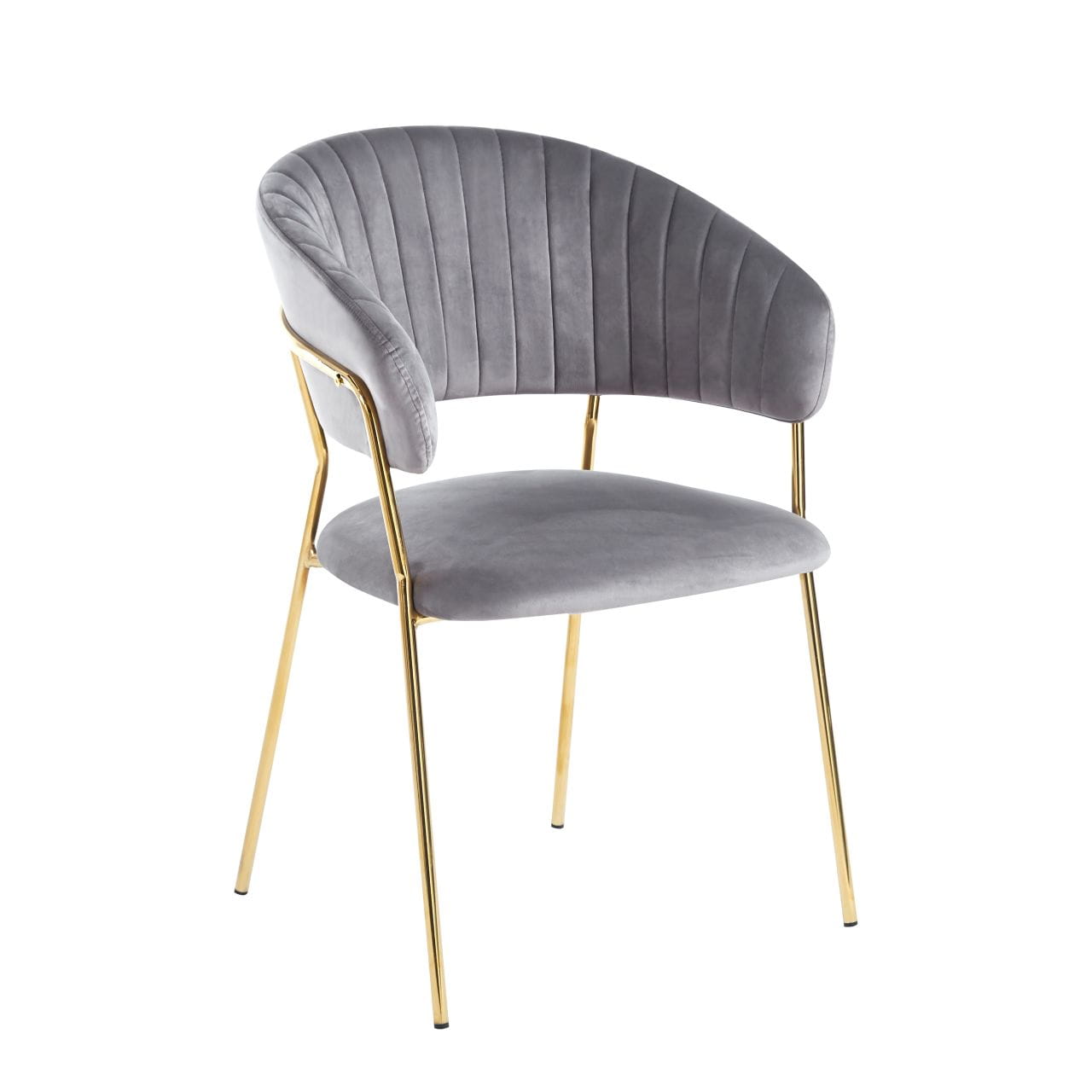 Krzesło tapicerowane GLAM velvet szare (Riviera 91)/ złote nogi